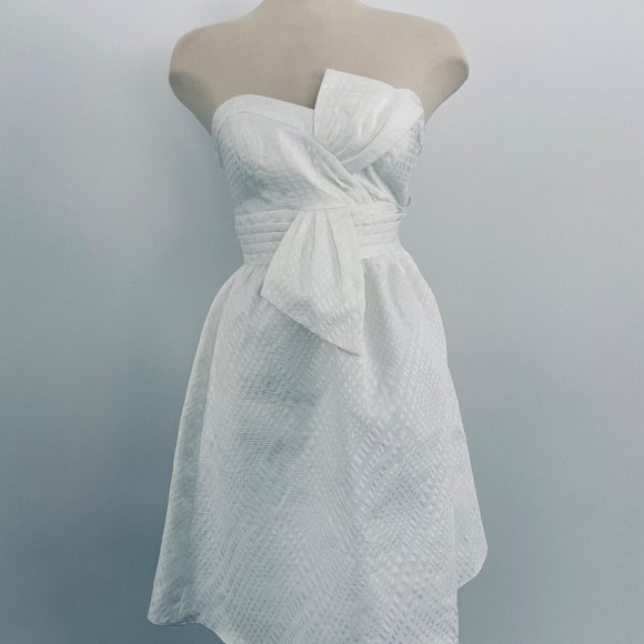 Max and Cleo White Bow Front Strapless Dress - Picture 3 of 3